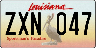 LA license plate ZXN047