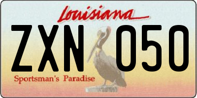 LA license plate ZXN050
