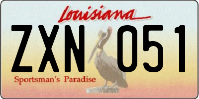 LA license plate ZXN051