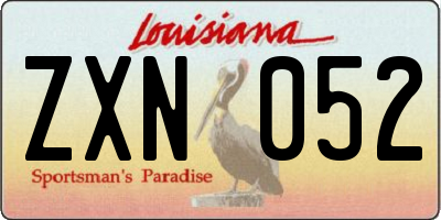 LA license plate ZXN052