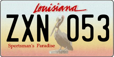 LA license plate ZXN053