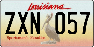LA license plate ZXN057