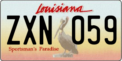 LA license plate ZXN059