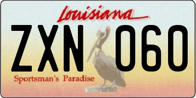 LA license plate ZXN060
