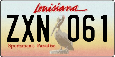 LA license plate ZXN061