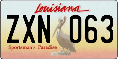 LA license plate ZXN063