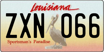 LA license plate ZXN066