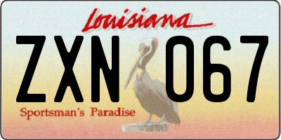LA license plate ZXN067