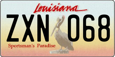 LA license plate ZXN068