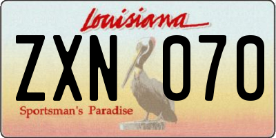 LA license plate ZXN070