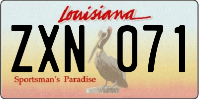 LA license plate ZXN071