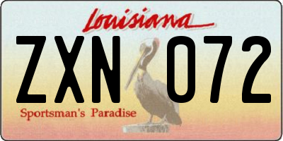 LA license plate ZXN072