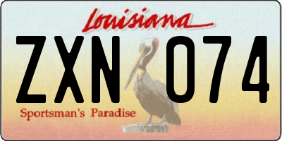 LA license plate ZXN074