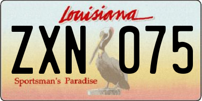 LA license plate ZXN075