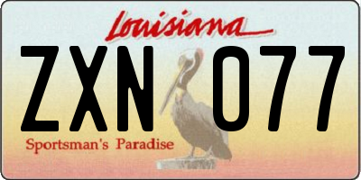 LA license plate ZXN077