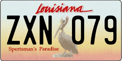 LA license plate ZXN079