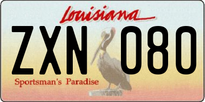 LA license plate ZXN080