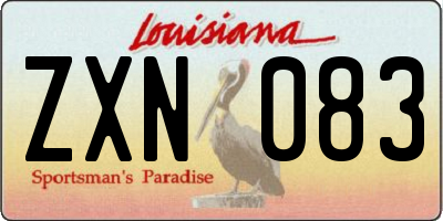 LA license plate ZXN083