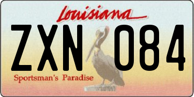 LA license plate ZXN084