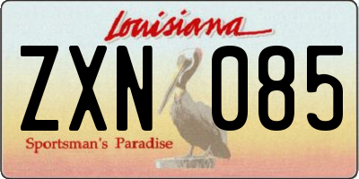 LA license plate ZXN085