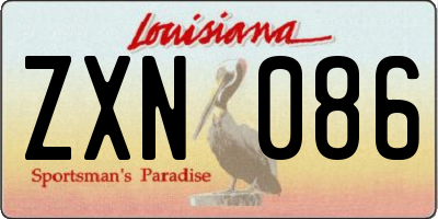 LA license plate ZXN086