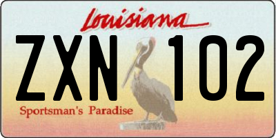 LA license plate ZXN102