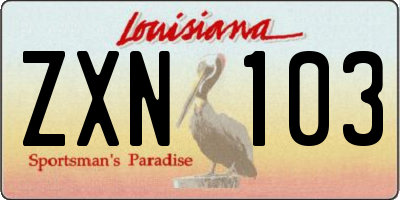 LA license plate ZXN103