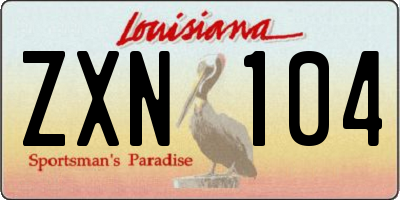 LA license plate ZXN104