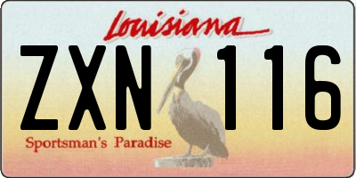 LA license plate ZXN116