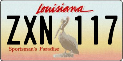 LA license plate ZXN117