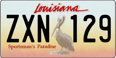 LA license plate ZXN129