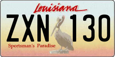 LA license plate ZXN130