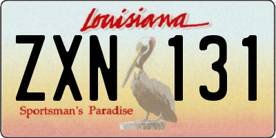 LA license plate ZXN131