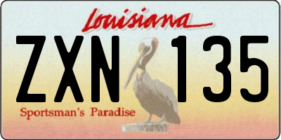 LA license plate ZXN135