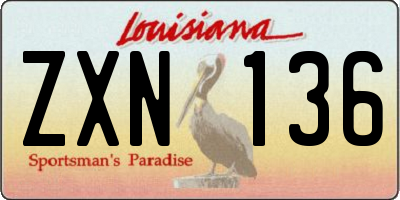 LA license plate ZXN136