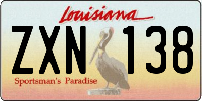 LA license plate ZXN138