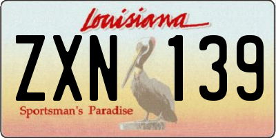 LA license plate ZXN139