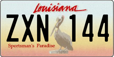 LA license plate ZXN144