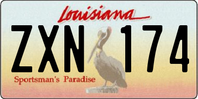 LA license plate ZXN174