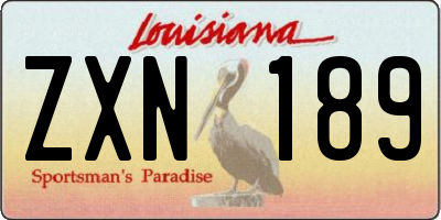 LA license plate ZXN189