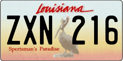 LA license plate ZXN216