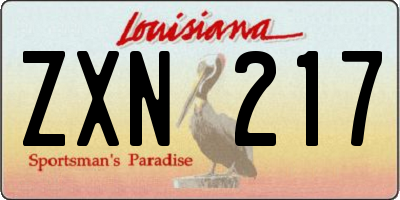 LA license plate ZXN217