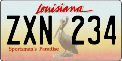 LA license plate ZXN234