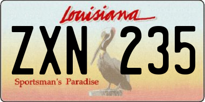 LA license plate ZXN235