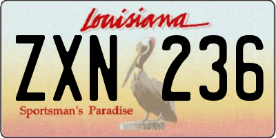 LA license plate ZXN236