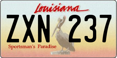 LA license plate ZXN237