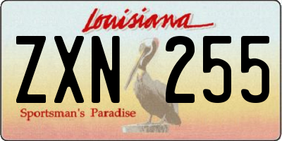 LA license plate ZXN255