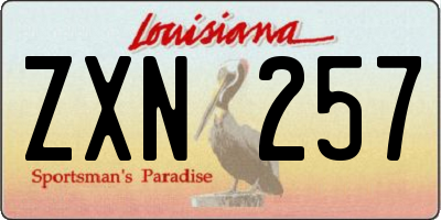 LA license plate ZXN257