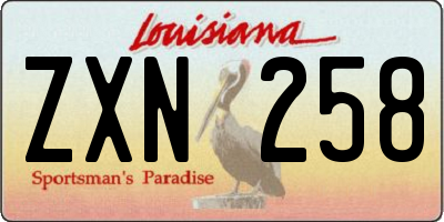 LA license plate ZXN258