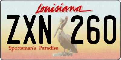 LA license plate ZXN260